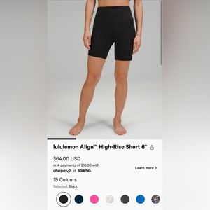 Lululemon Align HR Shorts 6”